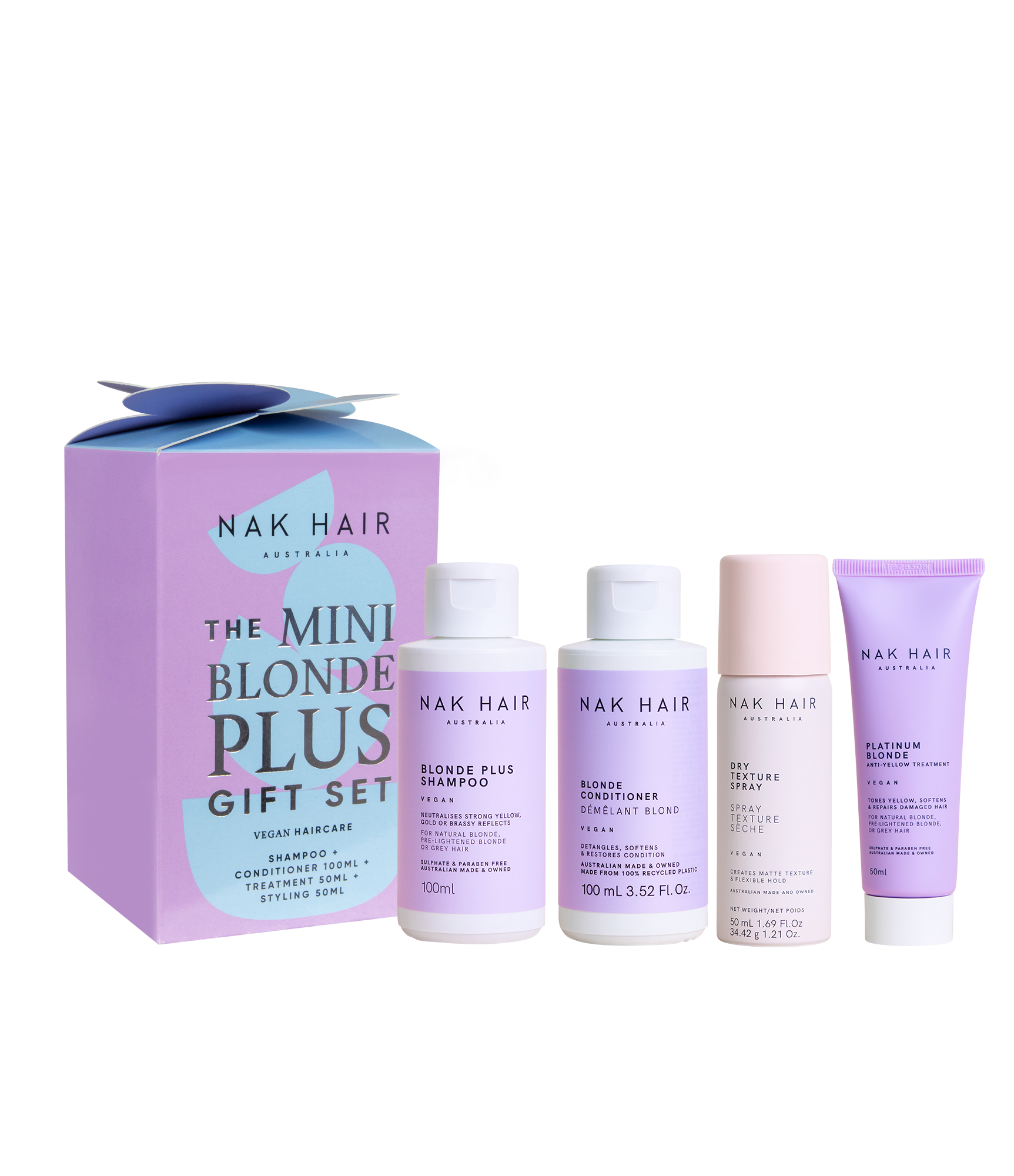 NAK Mini Quad Blonde Plus Gift Set (Includes 4 NAK Products for Blonde Hair) - Exquisite Laser Clinic 