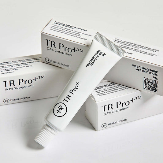 TR Pro+ tissue repair gel and packaging on a white background