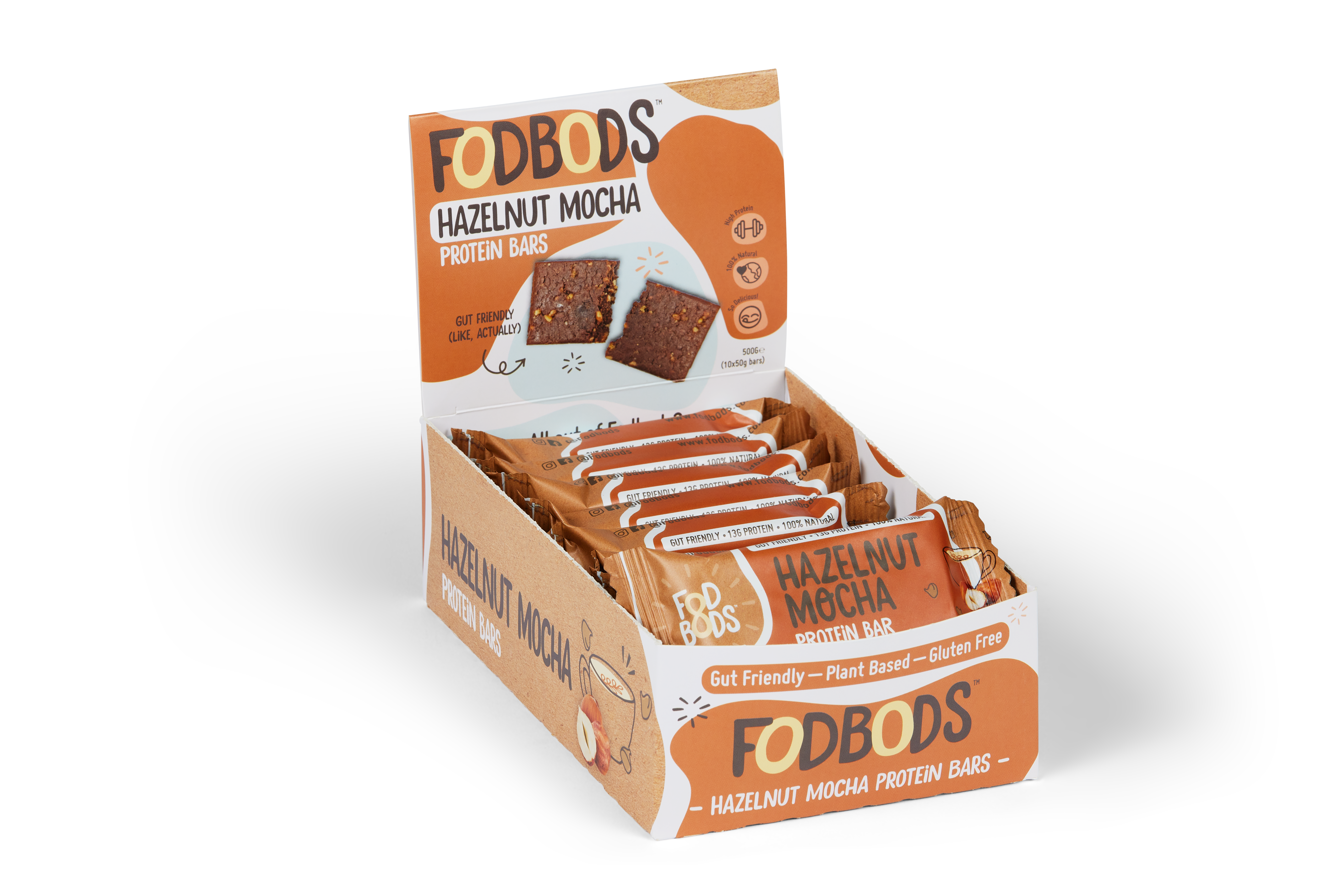 FOD BODS Bars FODBODS Low FODMAP HAZELNUT MOCHA 50g