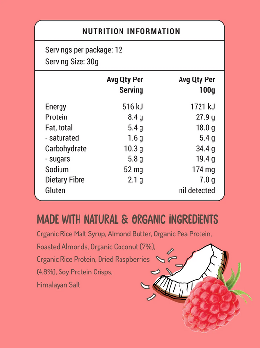 FOD BODS Bars FODBODS Low FODMAP Raspberry Coconut 30g