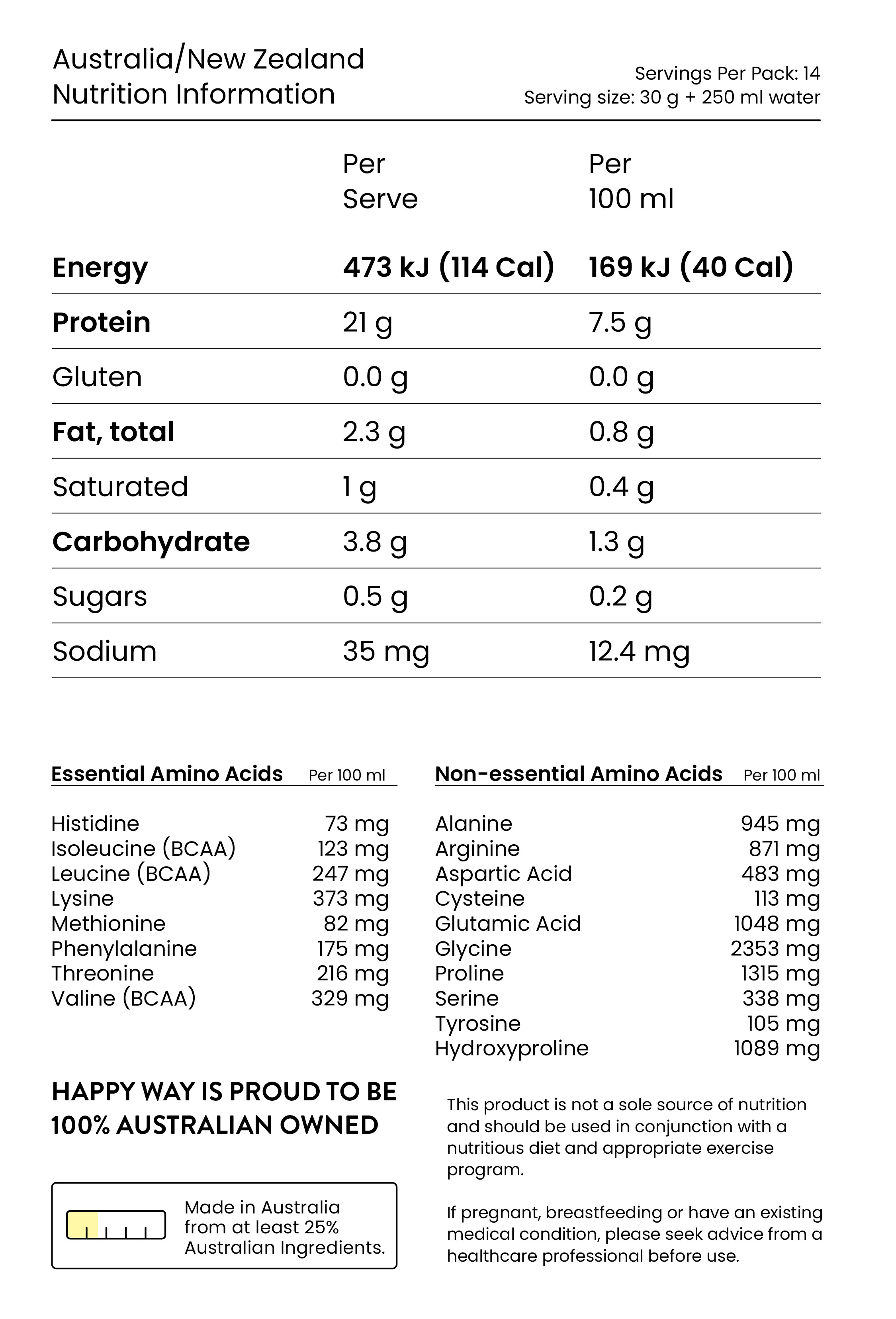 Happy Way Drink Ashy Bines Whey Protein Water Passionfruit 420g