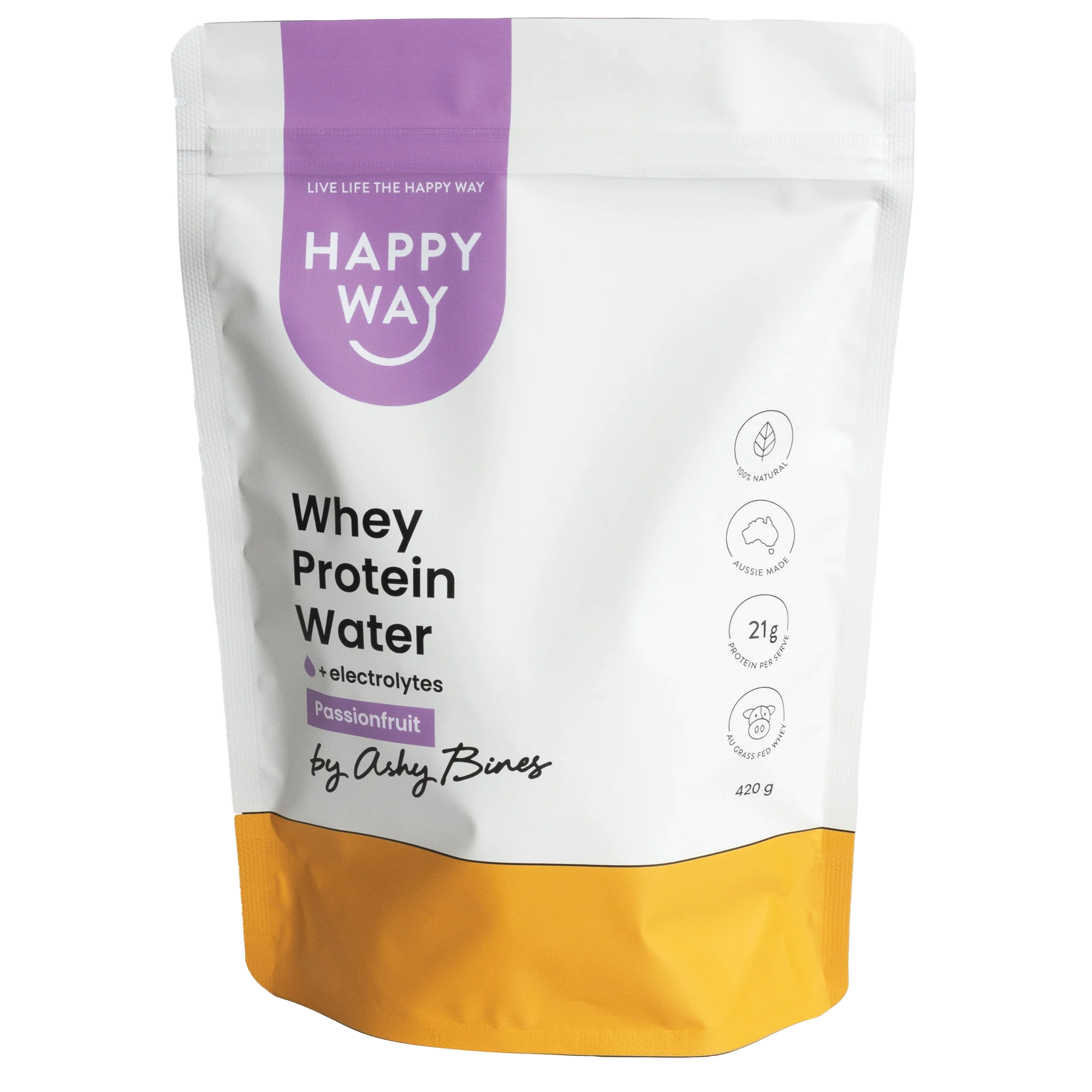 Happy Way Drink Ashy Bines Whey Protein Water Passionfruit 420g