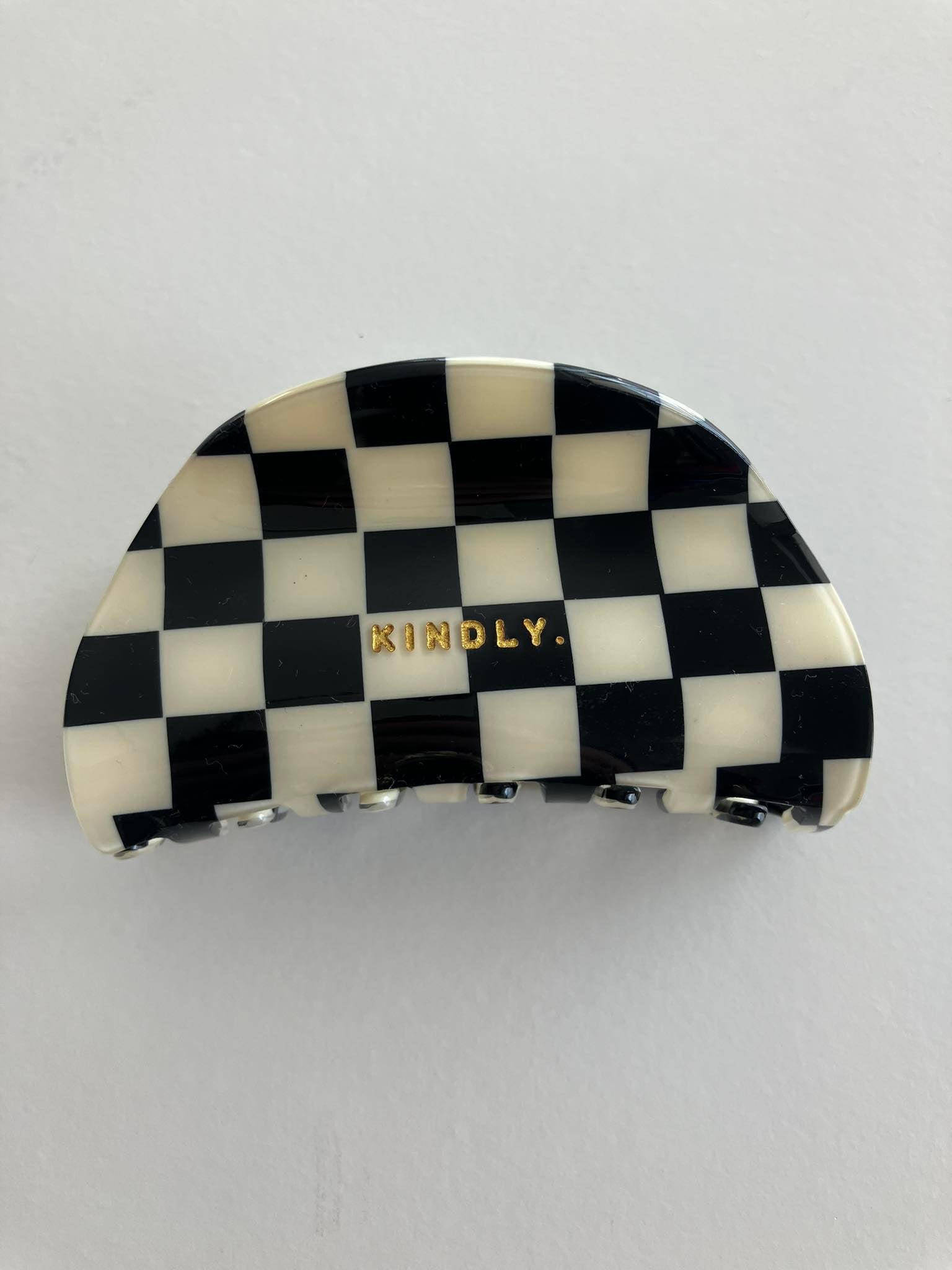 Kindly the Label hair Checked black and white Hair Claw Clips - By Kindly The Label NZ brand