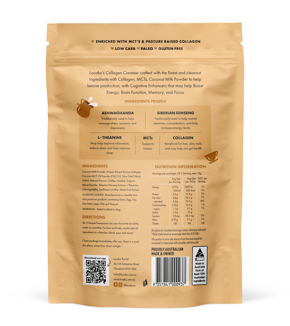LOCAKO Coffee Creamer Locako Collagen Creamer - Nootropic - Vanilla Toffee