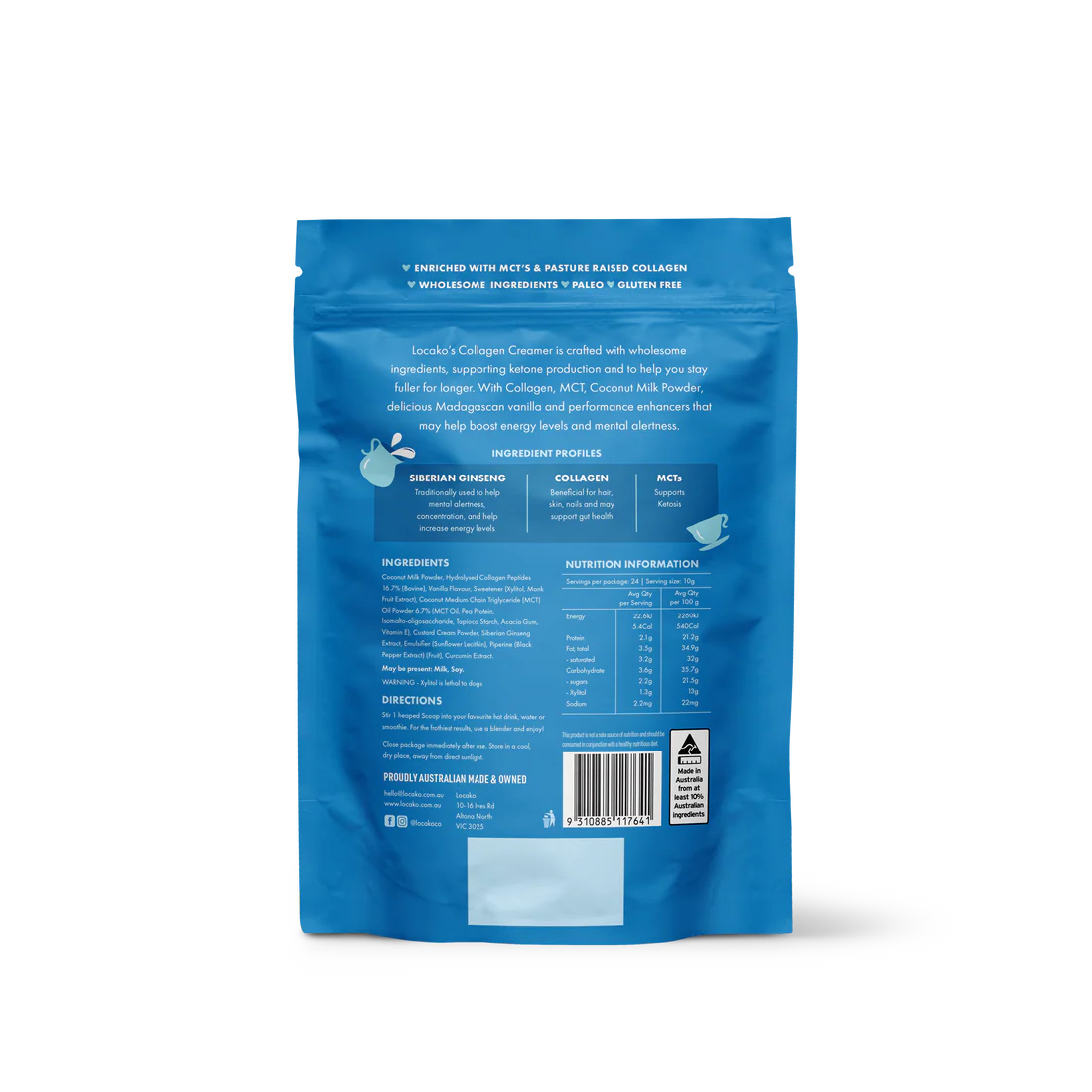 LOCAKO Coffee Creamer Locako Collagen Creamer - Performance - Madagascan Vanilla