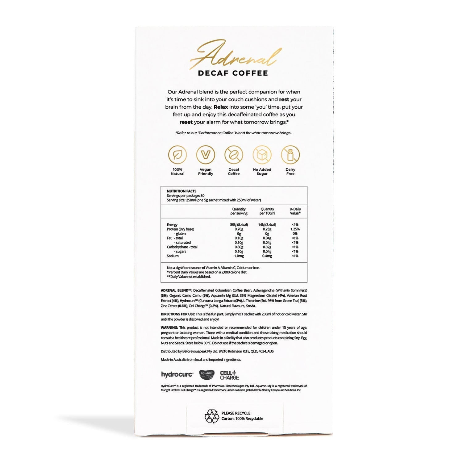 Adrenal Blend Decaf Caramel - Exquisite Laser Clinic