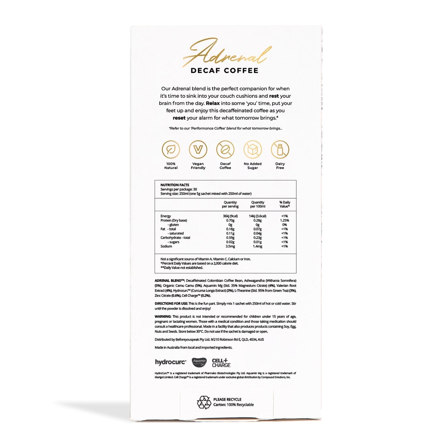 Adrenal Blend Decaf Unsweetened - Exquisite Laser Clinic