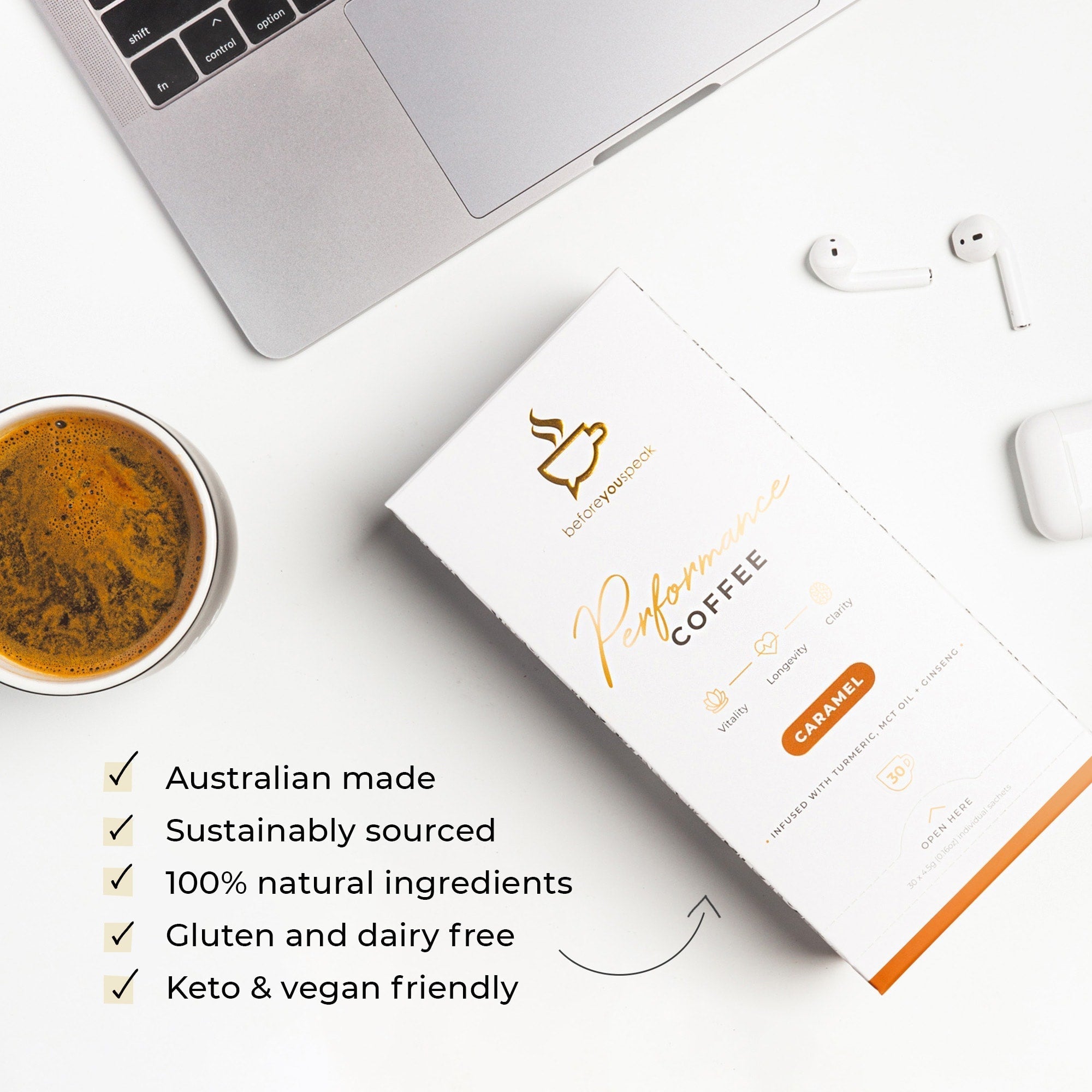 BEFORE YOU SPEAK Coffee BEFORE YOU SPEAK High Performance Coffee Caramel